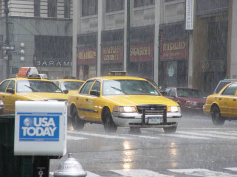 New York - taxi in de regen