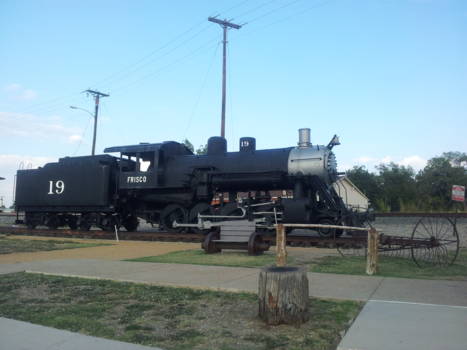 Dallas - Oude locomotief in het dorp Frisco