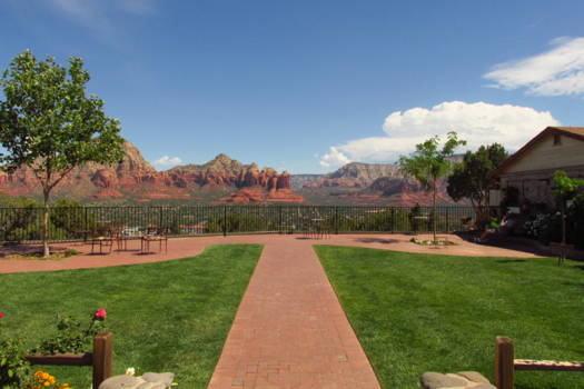 Sedona - Sky Lodge Motel, terras met een Uitzicht.