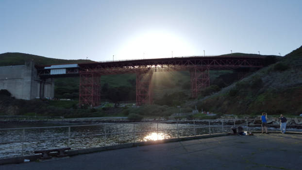 San Francisco - Zons ondergang Golden gate bridge