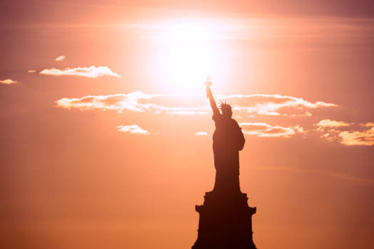 New York - Statue of Liberty on fire