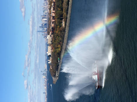 New York - Blusboot met achtergrond Manhattan