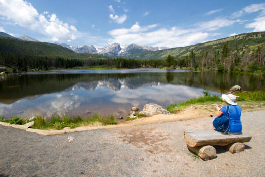 Rocky Mountains - Sprague Lake. Prachtige wandelbestemming in het Rocky Mountain NP, nabij Denver.