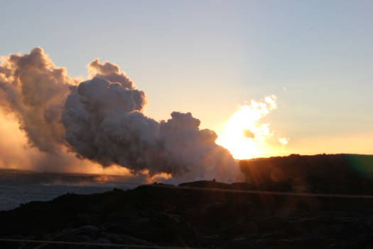 Hawaii Volcanoes National Park - Lava stroomt in zee