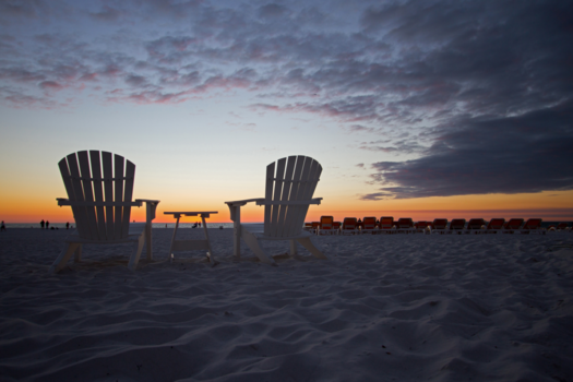 Florida - Clearwater Beach bij zonsondergang.