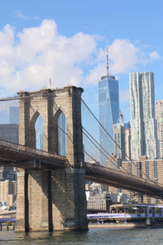 New York - Uitzicht op Brooklyn Bridge en Manhattan vanaf East River