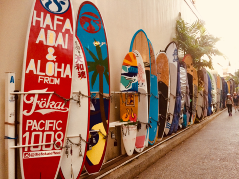 Honolulu - Surfboards at Waikiki beach