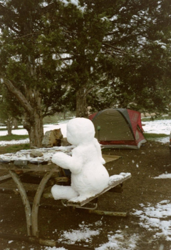Zion National Park - Snowman is ready for ice cubes in ZION