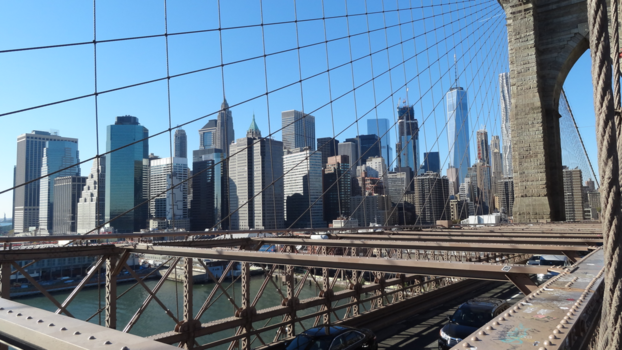 New York - Sky Line New York vanaf Brooklyn Bridge