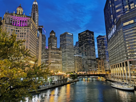 Chicago - Chicago River by night