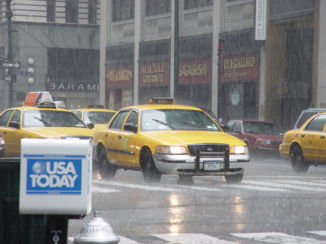 New York - taxi in de regen