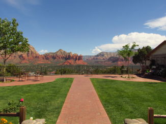 Sedona - Sky Lodge Motel, terras met een Uitzicht.